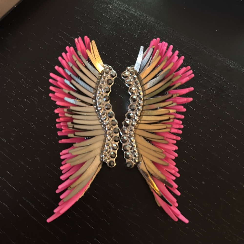 Pink and gunmetal Madeline earrings. Worn only a couple of times